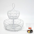 2 Layer Round Portable Metal Biscuit & Fruit Display Tray